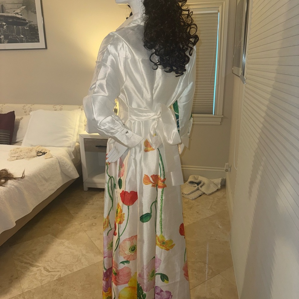 Floral Satin Long Sleeve Dress